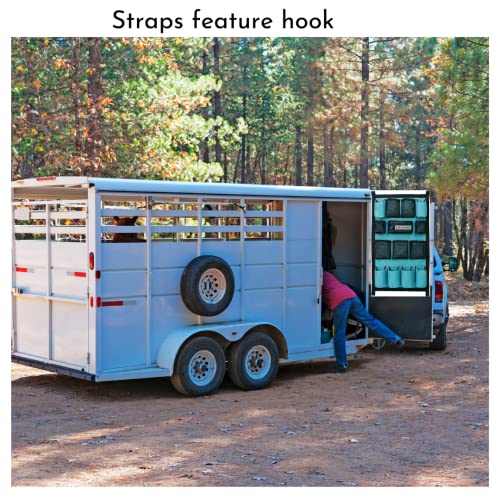 Fitlance Equine Long Trailer Door Caddy - Horse Trailer Door Caddy Grooming Bag Stall Organizer - Horse Equipment Trailer Door Caddy Storage Bag-Trailer Grooming Bag Door Caddy Organizer (FloralSteer)