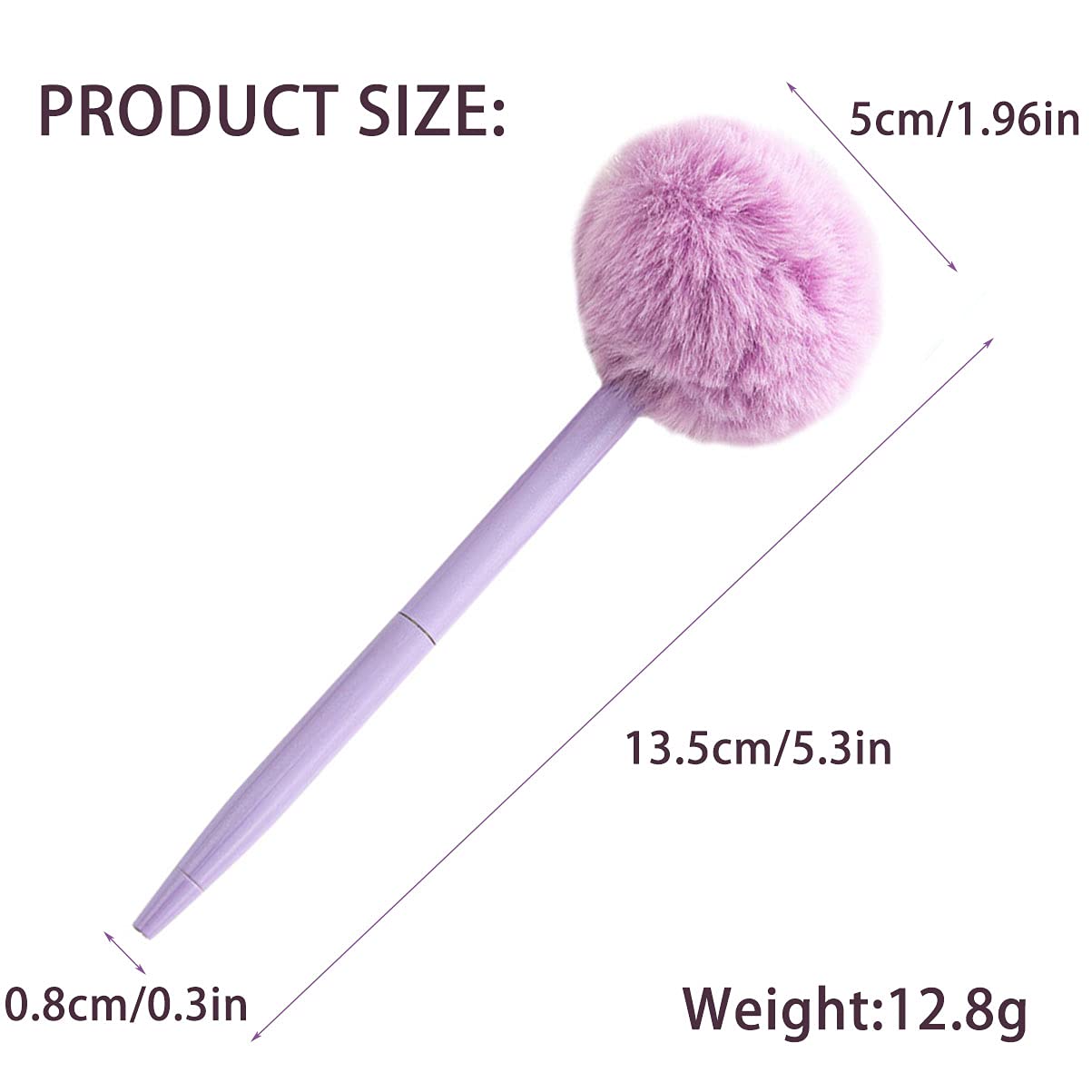 JIHUOO Pompom-Kugelschreiber 4er Set – Flauschige Pastell-Stifte Mit Plüschbällchen, 13,5 Cm, Für Schule, Büro & Als Süßes Geschenk