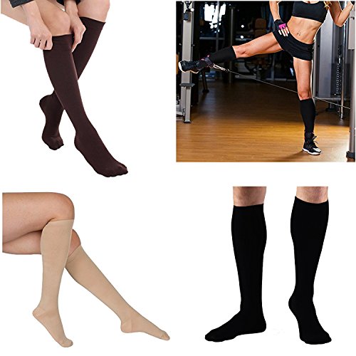 Seven Wolves Compression Socks Knee High Socks 6 Pairs 15-20 Mmhg Men Women Stockings (Brown S-M) #TOP4
