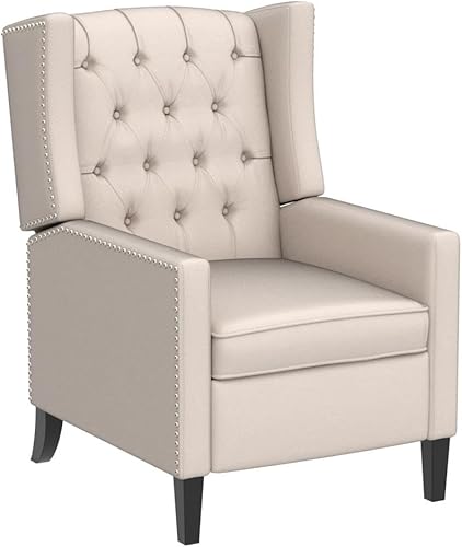 Miniatura 5 de Silla reclinable individual con empuje hacia atrás sistema de pie doble función de 27 pulgadas de ancho silla de ala manual para oficina estudio