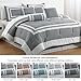 Chezmoi Collection Caprice 7-Piece Hotel Style Comforter Set - Gray/White Square Pattern Modern Color Block Bedding with Decorative Pillows - Luxurious Lightweight All Season Bed Set, California King