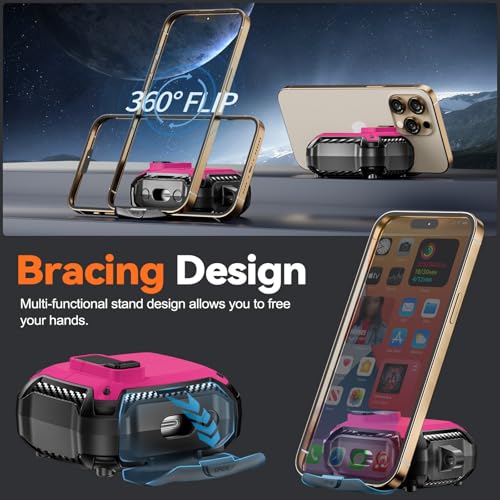 Image of Compatible with Samsung Galaxy Buds 3 Case & Galaxy Buds 3 Pro Case with Phone Stand, Compatible with MagSafe, (Rose red)