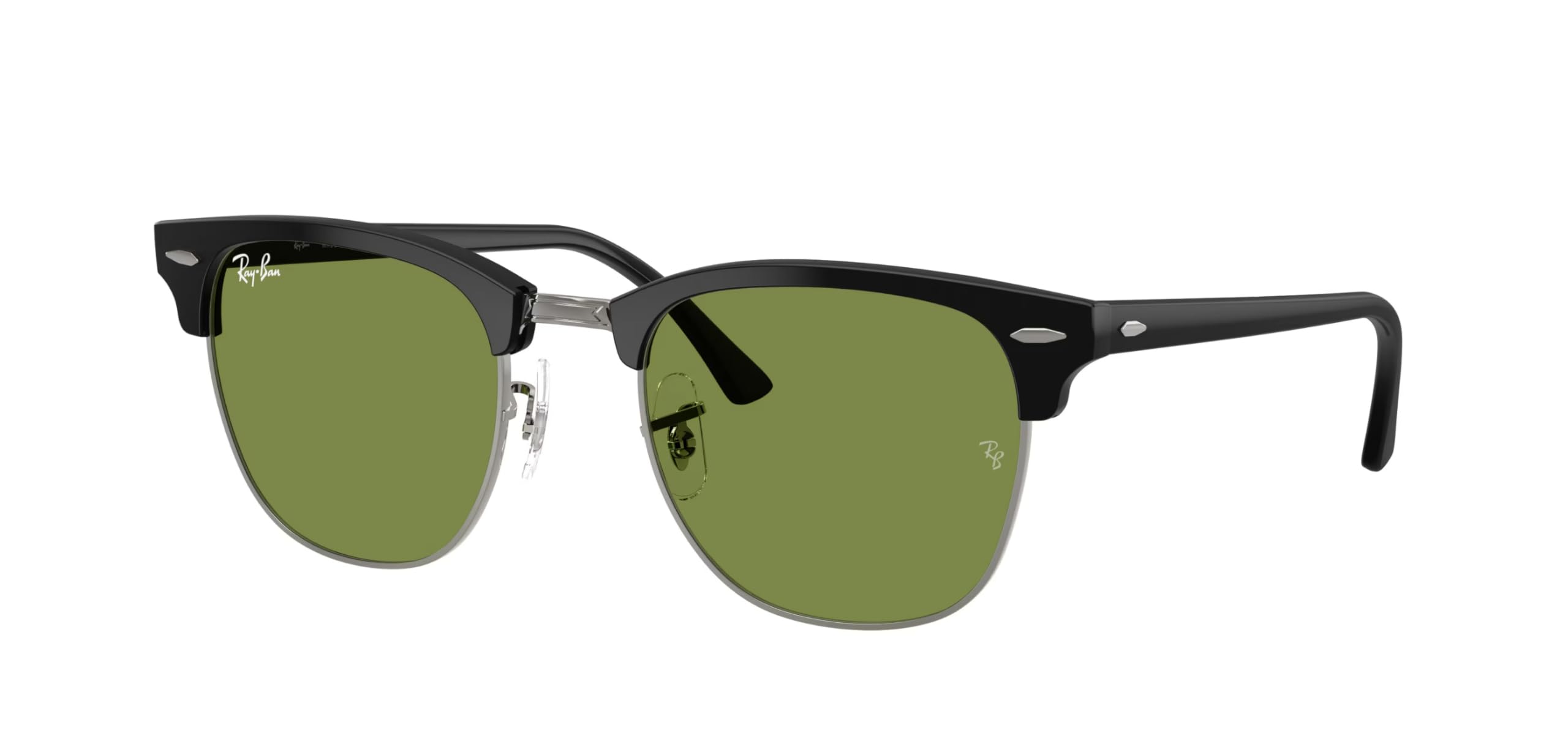 Ray-Ban RB3016F Clubmaster Low Bridge Fit 601S4E 55MM Matte Black/Black/Green Square Sunglasses for Men for Women