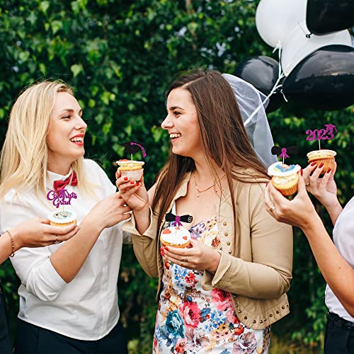 Gyufise 24Pcs 2023 Graduation Cupcake Toppers Purple Glitter Congrats Grad Cap Cake Graduation Party Decorations Diploma Cupcake Picks For Cake Food Class Of 2023 Graduation Theme Party Supplies #TOP5