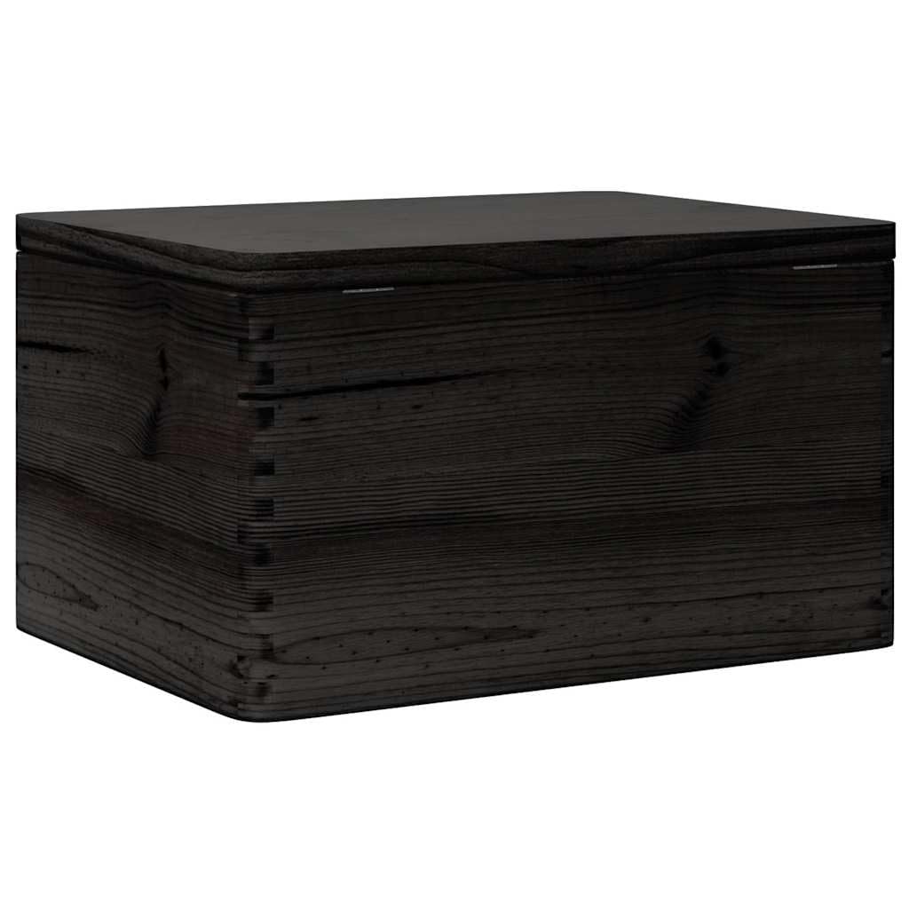 Holzkiste mit Deckel Schwarz 40x30x23 cm Aufbewahrungsbox aus Kiefernholz massiv für Ordnung im Haushalt