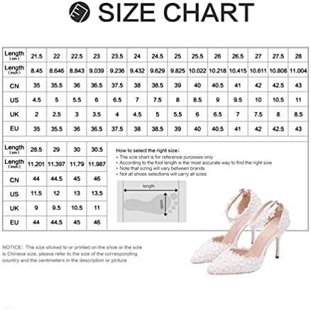 Womens High Heel Pumps Lace Mesh Satin Bridal Wedding Shoes for Women Ankle Strap Pointy Toe Pumps Closed Toe Sandals with Floral Lace Pearls Strap Stiletto Bridal Wedding Party Shoes White | Image 3