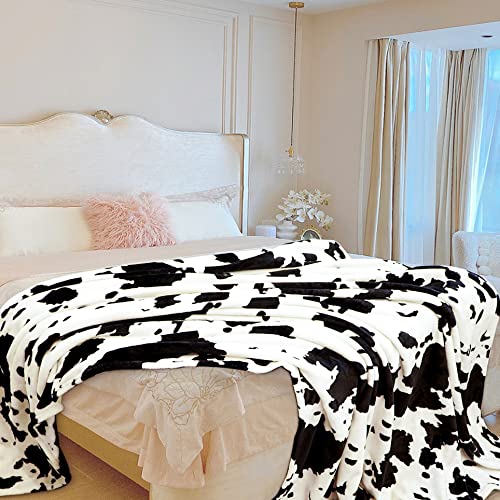 Gugvis Cow Blanket,Cow Print Blanket For Adult,Lightweight Black White Throw Blanket For Couch Sofa Bed Office For All Season, 60"×80" #TOP2