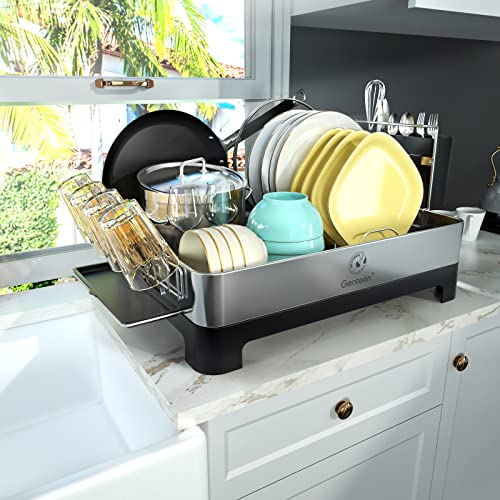 Genteen Dish Drying Rack, Large Dish Drying Rack With Drainboard, Stainless Steel Drying Rack For Kitchen Counter With Swivel Spout Utensil Holder #TOP6