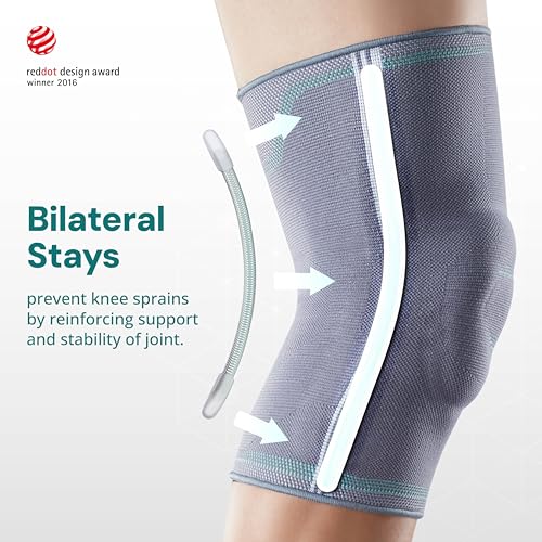 OPPO 2320 Knee Compression Sleeve with Gel Pad & Side Stabilizers - Knee Pads for Muscle Strain, MCL, LCL Sprains, and Patellofemoral Pain Relief for Elderly (Gray, Medium, 1 Pack) by OPPO - Image 3