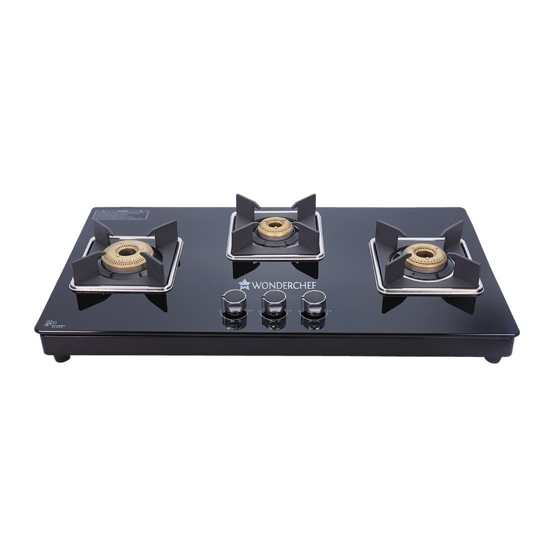 Wonderchef Octavia 3 Burner Glass Hob Top Manual Cooktop | 8mm Toughened Glass | Manual Ignition | Forged Brass Burners | Stainless Steel Drip Tray | Anti-Skid Legs | 2 Year Warranty | Black-picture-34