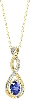 Dazzlingrock Collection 10K 7X5 MM Oval Gemstone & Round Diamond Infinity Pendant (Gold Chain Included), Yellow Gold