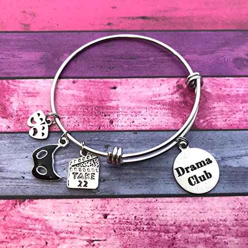Drama Club Charm Bracelet Theatre Mask, Director Scene, Stainless Steel Expandable Bangle #TOP1
