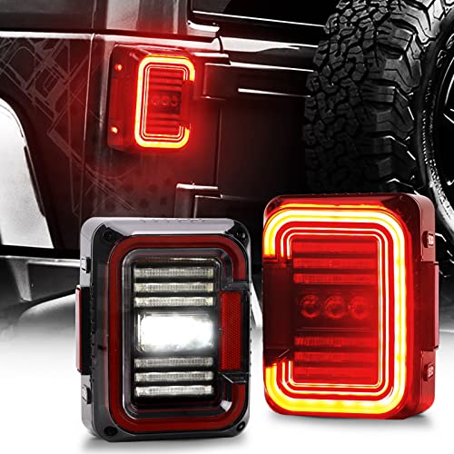Spl Led Tail Lights Brake & Super Bright Reverse Lights Compatible With Jeep Wrangler Jk/Jku 2007-2017, Built-In Emc, Dot Approved, Clear Lens, 2Pcs #TOP3