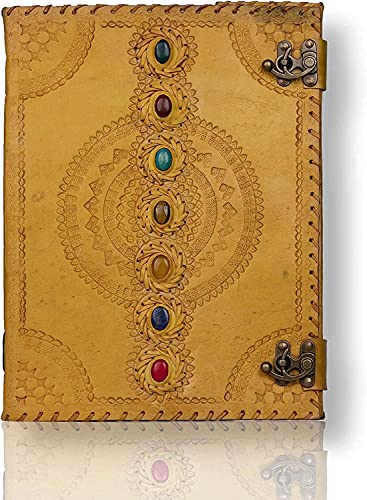 Carnet en cuir fait main Seven Chakra pour écrire vos poésies et pensées au quotidien