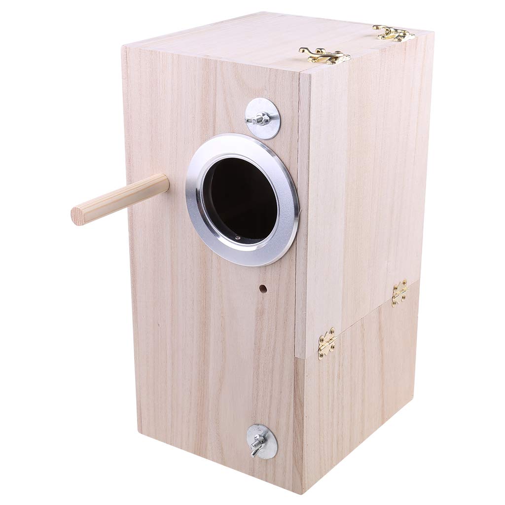 NEWFT Wooden Bird Nesting Breeding Box House Parakeet Mating for Case with Clear Window for Cockatiel Canaries Parrotlet Conure Birdcage