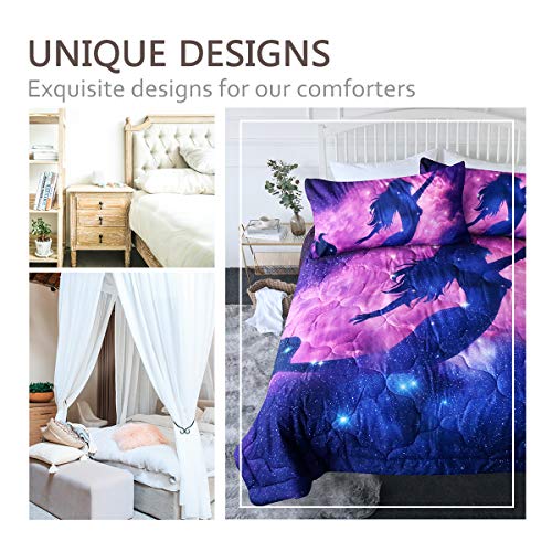 Blessliving-3-Piece-Space-Mermaid-Comforter-Set-with-Pillow-Shams-Bedding-Set-with-3D-Printed-Designs-Reversible-Comforter-TwinTwin-XL-Size-Bedding-Sets-Purple-Blue-Psychedelic-Galaxy