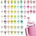 63PCS Flower Colorful Straw Cover Cap for Stanley Cup 40oz Cute Tumbler Straw Toppers Bulk Reusable PVC Cute 3D Straws Accessories,fit 0.35-0.4in/10mm Straws Protector Dust-Proof for Party gifts