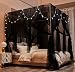 Nattey 4 Corners Post Canopy Bed Curtain for Girls Boys & Adults - 4 Opening - Bedroom Decoration (King, Black)