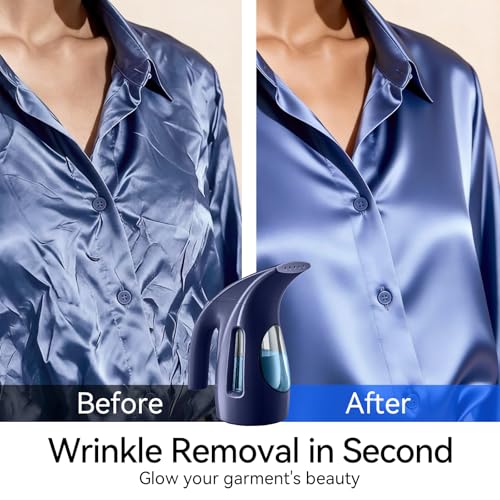 Image of HiLIFE Steamer for Clothes, Portable Handheld Design, 240ml Big Capacity, 700W, Strong Penetrating Steam, Removes Wrinkle, for Home, Office(ONLY FOR 120V) (Deep Navy)