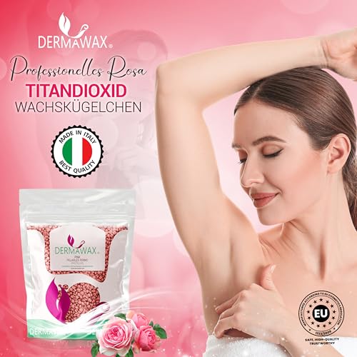 Dermawax 1 kg Pink Rose Wachsperlen – Heißwachs ohne Vliesstreifen für Haarentfernung – Sanft zu empfindlicher Haut – Gesicht, Bikini & Intimbereich – Made in Italy