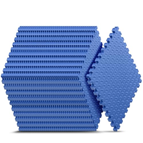 Image of 32 Pack Home Gym Mat, Puzzle Exercise Mat,EVA Interlocking Foam Floor Tiles for Home Workout Equipment and Kids' Play Areas - Blue, 24 in x 24 in x in - 32 Tiles (Blue, 32 Pack 128 sq ft)