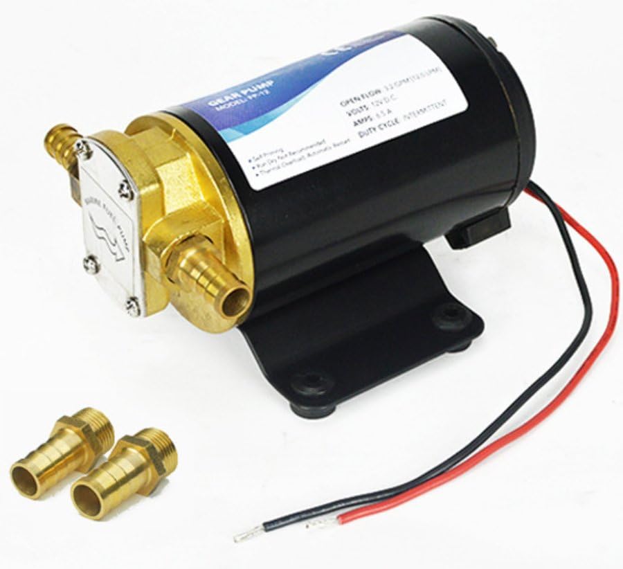 VQP 12V Oil Extractor Pump, 3.2GPM Gear Oil Pump, Lubricant Diesel Engine Oil Scavenge Transfer Pump, Portable Oil Suction Pump Self Priming for Marine Machinery Oil Change Pump