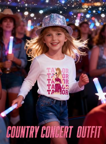 Image of Girl Country Music T-Shirt - Kids Singer Letters Graphic Birthday Shirts Gifts Fan Song Tour Concert Outfit Top