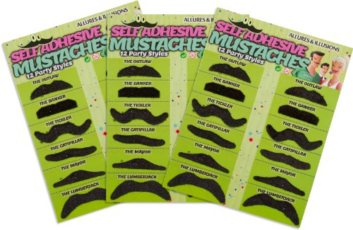 Allures & Illusions Fake Mustaches - 36 Costume & Party Moustaches