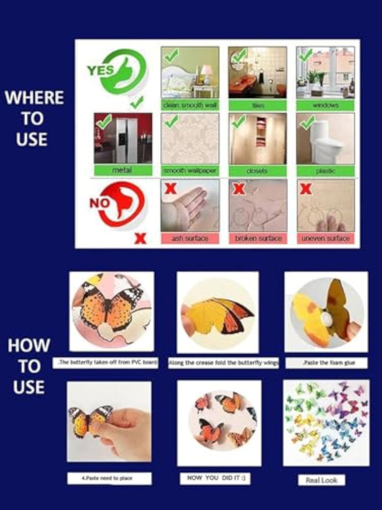 Yellow 3D Magnet Butterfly Wall Sticker Set of 24