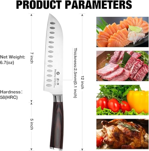 Image of imarku Chef Knife, Santoku Knife 7 Inch-Ultra Super Kitchen Knife with High-Carbon Steel, Ultimate Kitchen Gadgets for Essentials & Professional Use, Excellent Gift for Women Men