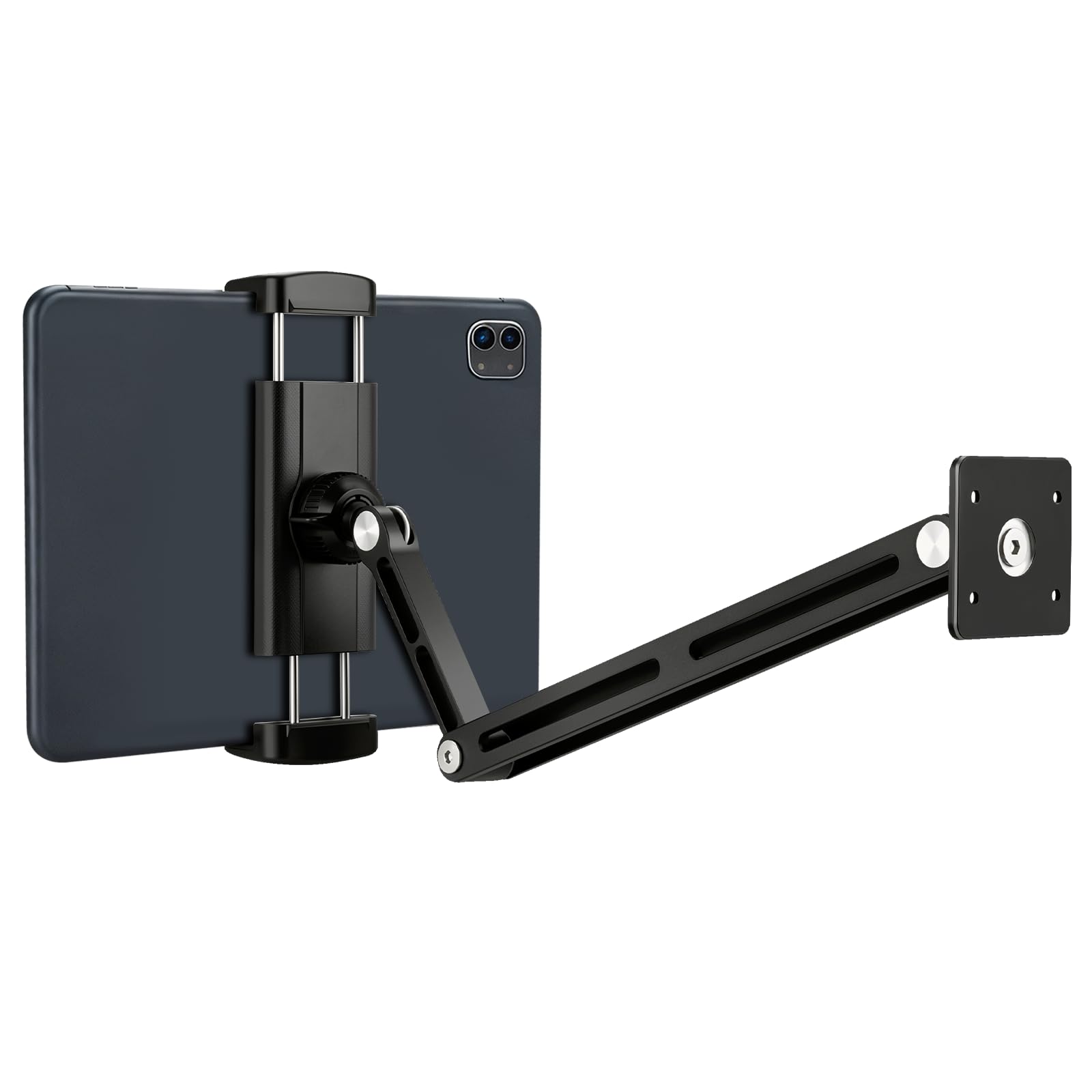 VINATO Supporto Tablet Muro Regolabile a 360° Allungabile in Alluminio Pieghevole per iPad Telefoni 4,7"-13" Nero