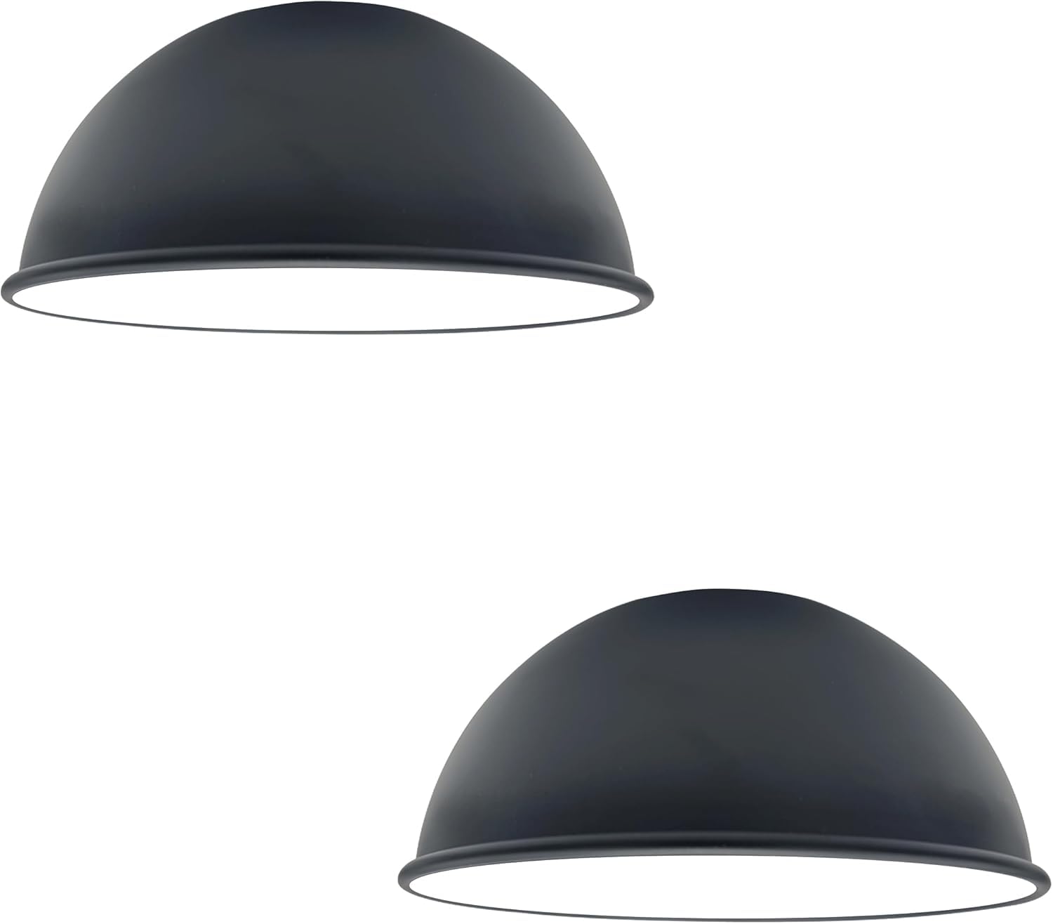 LEDSone Industrial Metal Lampshade Ceiling Light Easy Fit Large Shade 21cm Vintage Pendant Light Shade Dome Shaped Rustic Retro Ceiling Lampshade (Black Inner White-2 Pack)