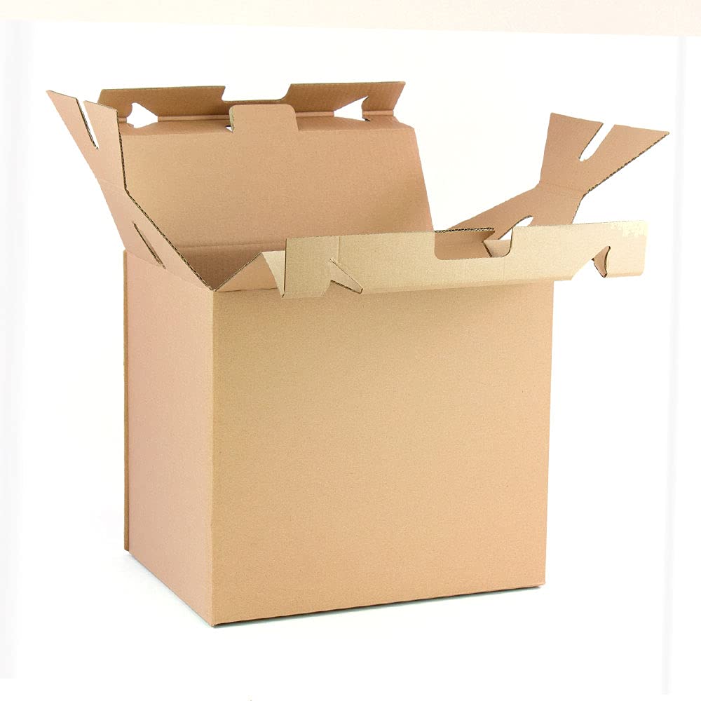 ONLY BOXES 4er-Pack Boxen mit Griffen für Flaschen und Weihnachten, braun, Kapazität 12 Flaschen oder Geschenke, sehr stoßfest, recycelter Karton