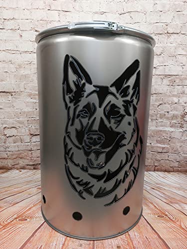 Fuchsbau Feuertonnen Feuertonne mit - Schäferhund - Motiv - Gefertigt aus...