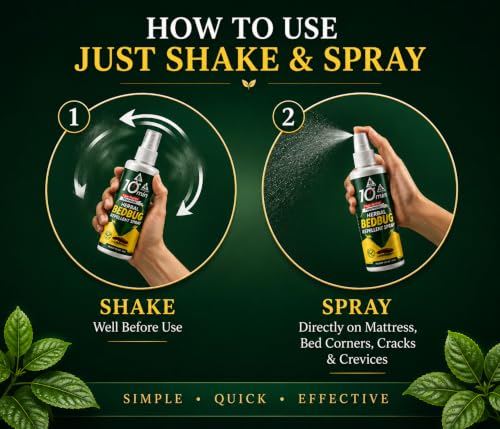 Image of Amish Herbal Bedbug Spray 100ml Pack of 5 | Powerful Bed Bugs Repel Spray for Bed, Mattress & Furniture | Organic Khatmal Repellent for Home | Odorless Herbal Pest Control