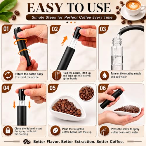 Image of Ceramic Coffee Bean Dosing Cup with 20ML Spray Bottle - Espresso Measuring Cup 25g Capacity with Fine Mist Bean Spritzer - Static Reduction Coffee Tool Kit for Home & Barista Use