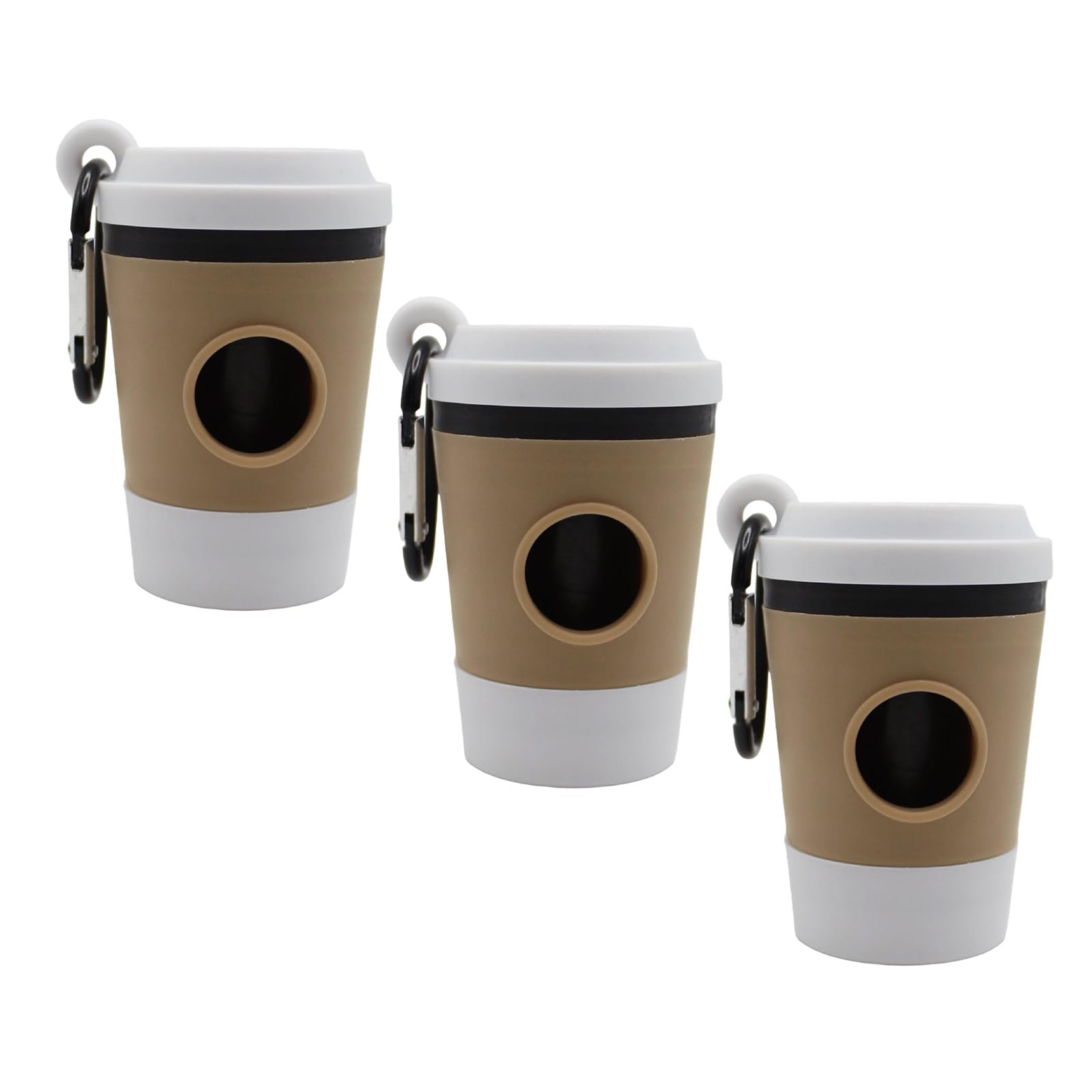 Tsophreniq Dog Waste Bag Dispenser Poops Carriers Coffee Cup Design Portable Holder for Outdoor Travel with Carabiner Clip Portable Dog Poops Bag Holder for Travel