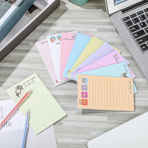 Bloc-notes humoristiques pour le bureau style mignon, lot de 10 de 30 feuilles - 4