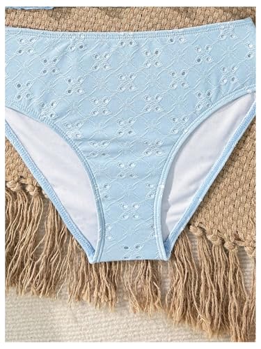 Image of SHENHE Girl's 2 Piece Tankini Swimsuit Ruffle Flounce Bathing Suit Eyelet Embroidery Swimwear