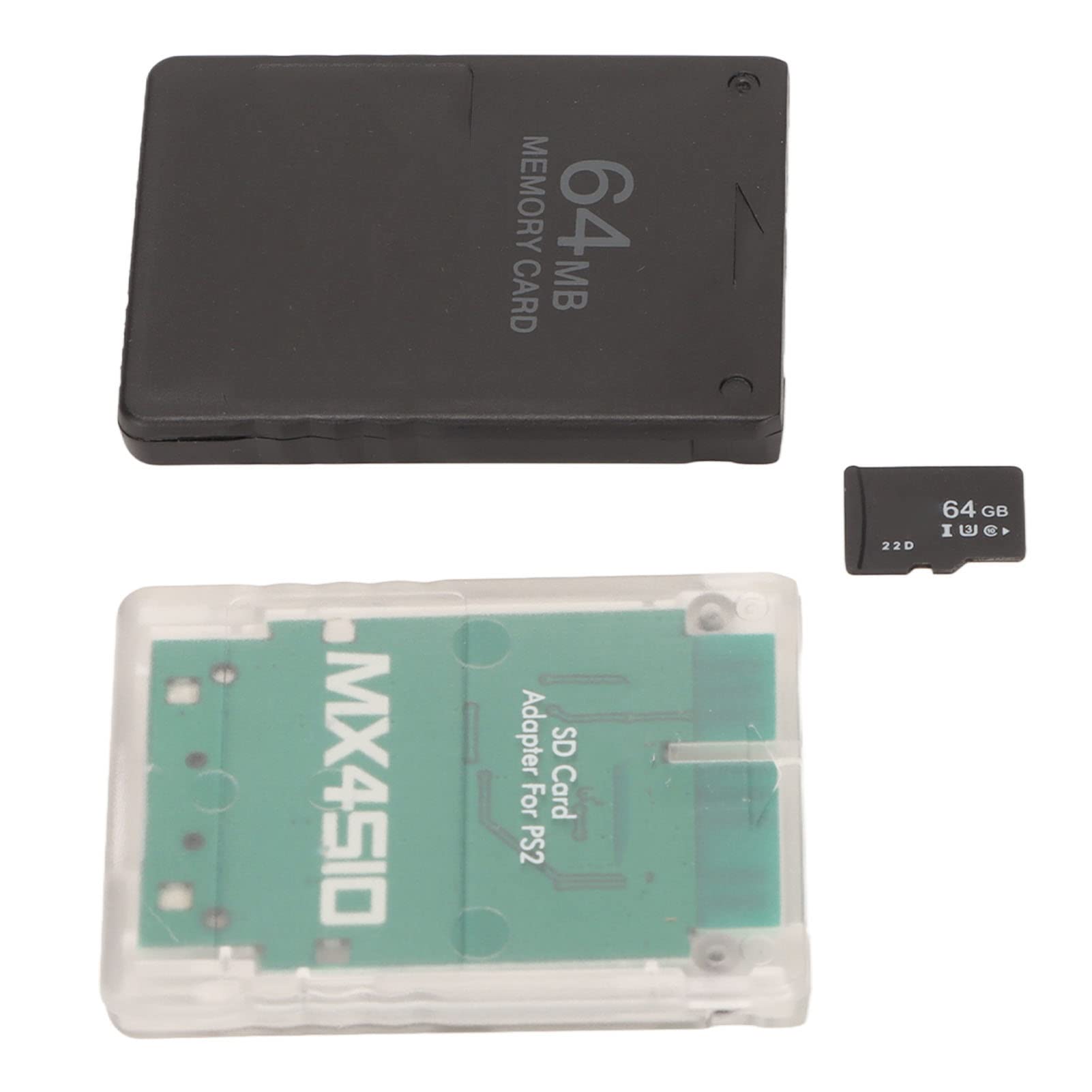Adattatore Stabile per Lettore di Schede di Memoria con Scheda da 64 GB e FMCB per Console Gioco Bianco Trasparente Durevole (Console grasse)