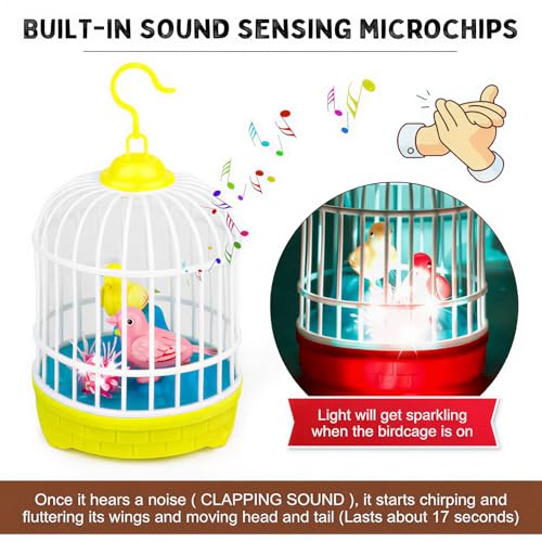 Image of Talking Bird Toy for Kids | Repeats What You Say | Singing, Speaking, and Dancing Bird Toy| Funny Education Toys for Children Playing at Home - Orange