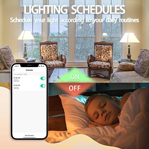 Chiphy Smart Bulb, Color Changing Light Bulb, Work With Alexa And Google Home, Adjustable Brightness And Color Temperature(2500K~6500K), A19 60 Watt Equivalent, 2.4Ghz Wifi Only, 2 Pack #TOP6