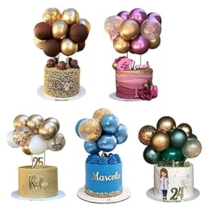 5 Set Mini Latex Ballon Cake Topper, Confetti Ballon Cupcake Topper, Glitter Gouden Ballon Taarttopper, voor Verjaardag Bruiloft Baby Shower Taart Leveringen Decoraties