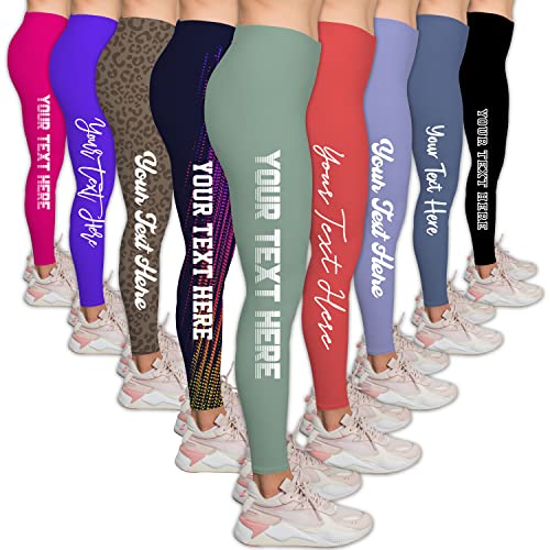 Custom Leggings - Personalized Design Your Own Yoga Pants - Customized Text Workout Leggings - Large Multicolor