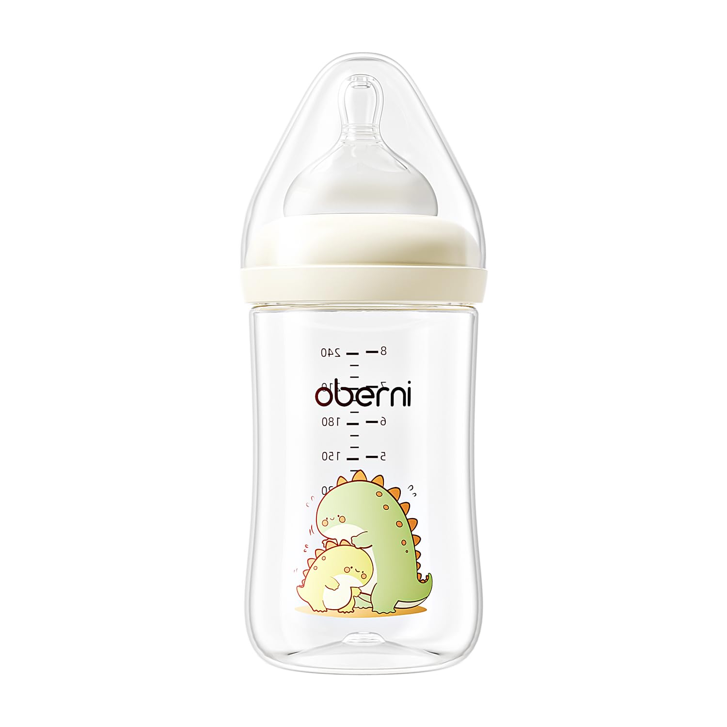Oberni Anti-Colic Baby Bottles, 240ml / 8oz Newborn Bottle with Size 2" Medium Flow Breast Like Silicone Teat