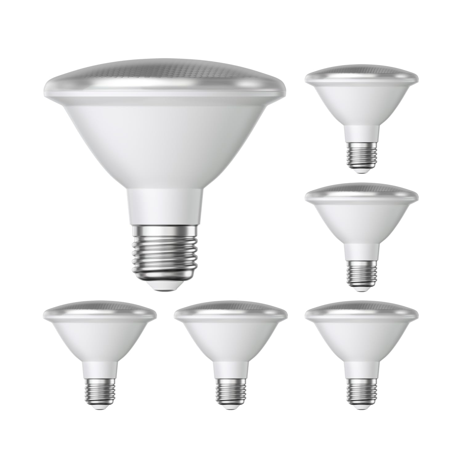 ledscom.de 6x E27 LED Leuchtmittel, PAR30 kurzer Hals, weiß (4200 K), 13 W, 1025lm, 43°, Reflektorspiegel (silber)