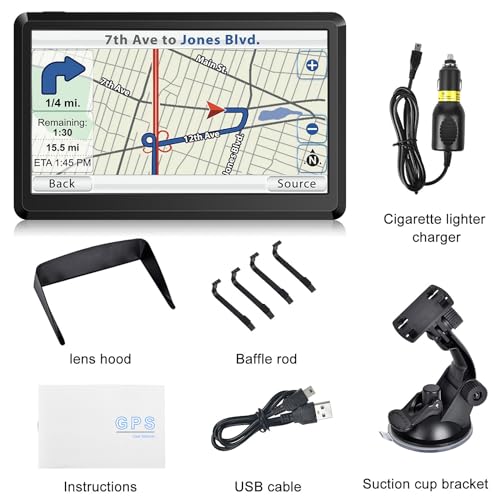 Image of GPS Navigator for Car, 2026 Map 7 inch Touch Screen Car GPS 256-16GB, Voice Turn Direction Guidance, Support Speed and Red Light Warning, North America Lifetime map Free Update(Grey)