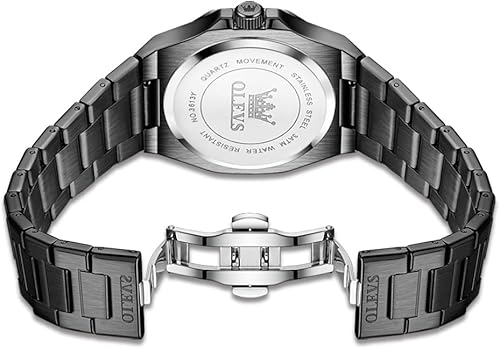 Miniatura 7 de OLEVS - Relojes de acero inoxidable para hombre, reloj de negocios y vestir de gran tamaño, fácil de leer, analógico, impermeable, luminoso, casual,