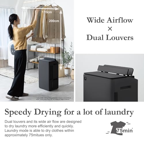 Image of SHARP dehumidifier with Air Purifier I Dual louver, Plasmacluster Tech, VOCs I Absorb Moisture I Clothe Dryer I shoes drying I HEPA+Deo+Pre-Filter I Coanda Air Flow I Area Covers 830 ft. (Black)