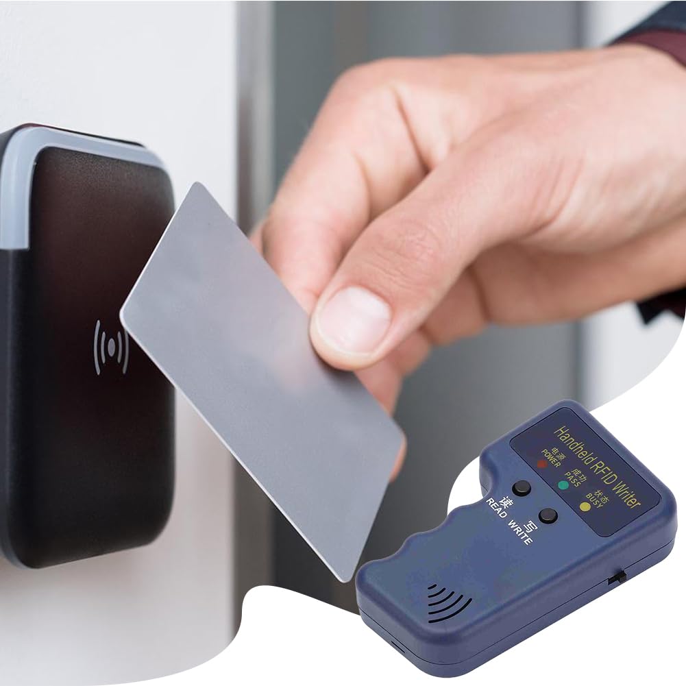 Copieur RFID, Copieurs Lecteur Portable UID Réinscriptible Key Fob avec 6 étiquettes RFID Inscriptible Cartes Puce Kit Sauvegarde Support Carte Lecture pour L'école Bureau Domicile Sécurité